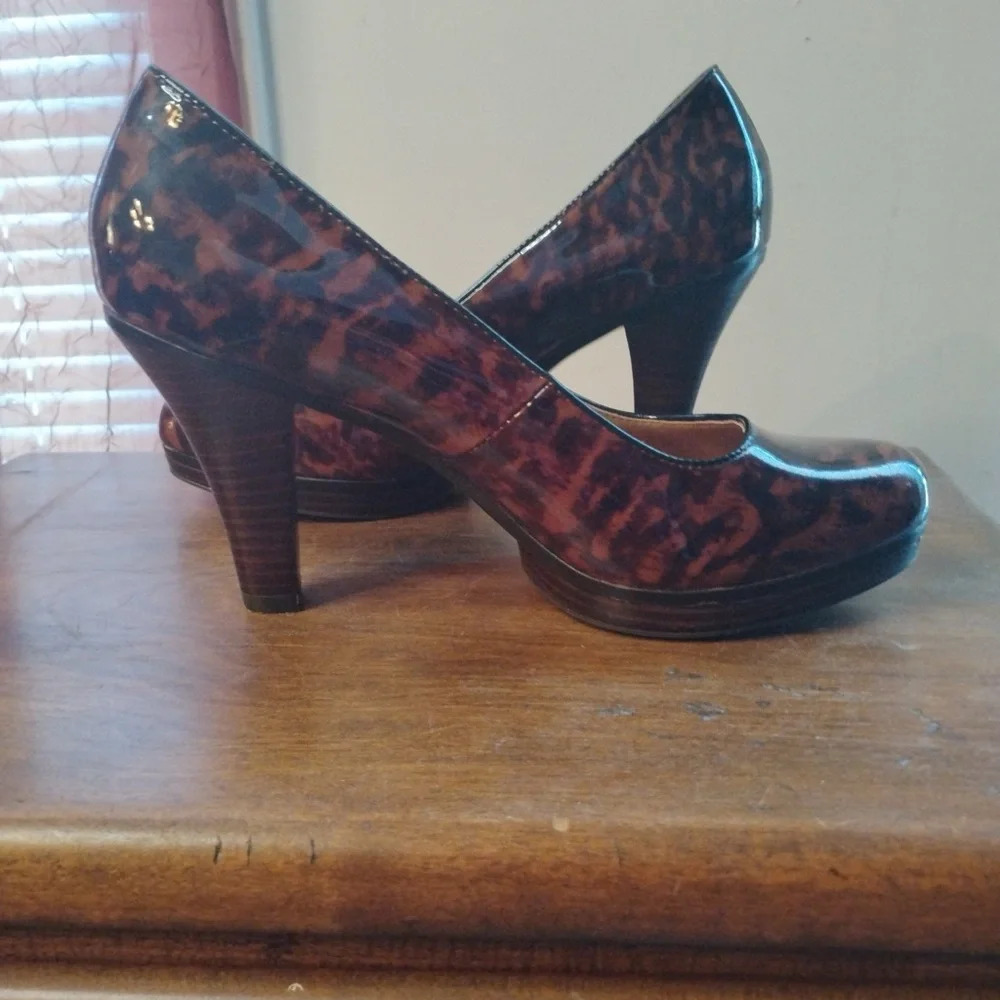 Sofft Women's Tortoise Shell Patent Leather Platform Pumps - Brown/Black